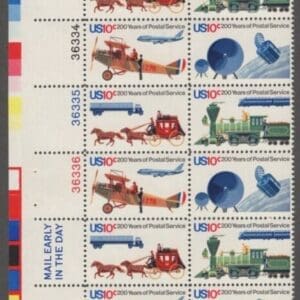 Scott# 1572-75 "USPS BICENTENNIAL" MNH PLATE STRIP (20) W/ZIP & MAIL EARLY MARKINGS