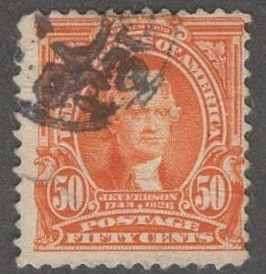 Scott# 310 "JEFFERSON" ORNATE DESIGN, USED, DOUBLE OVAL CANCEL