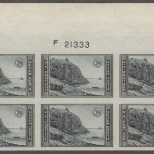 Scott# 762 "ACADIA-NATIONAL PARKS" IMPERFORATE TOP PLATE BLOCK (6)MINT