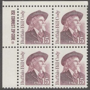 Scott# 2177 "BUFFALO BILL CODY" ZIP BLOCK (4) MNH