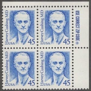 Scott# 2188 "HARVEY CUSHING" GREAT AMERICANS ZIP BLOCK (4) MNH