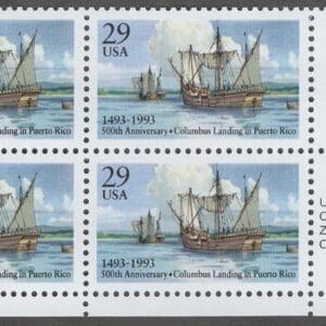 Scott# 2805 "COLUMBUS LANDING 500th ANNIVERSARY" MNH ZIP BLOCK (4)