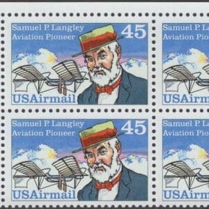 Scott# C118 "SAMUEL LANGLEY-AVIATION PIONEER" MNH ZIP BLOCK (4) NICELY CENTERED