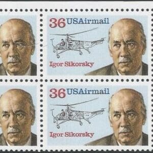 Scott# C119 "IGOR SIKORSKY-AIRCRAFT ENGINEER" MNH ZIP BLOCK (4) NICELY CENTERED