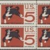 Scott# 1307 "ASPCA CENTENARY" MNH ZIP BLOCK (4) NICELY CENTERED