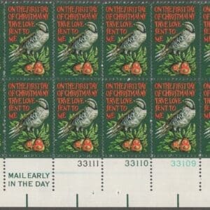Scott# 1445 "PARTRIDGE IN A PEAR TREE" MNH PLATE STRIP (20) WITH MAIL EARLY AND ZIP