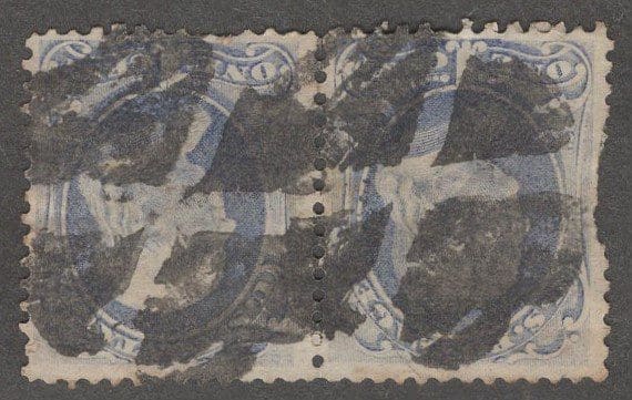 Scottt# 156 FRANKLIN, USED PAIR WITH NEGATIVE CROSSROADS CANCEL * SEE DETAILS *
