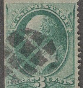 Scott# 158 "WASHINGTON" USED WITH CIRCULAR WAFFLE GRID CANCEL, NICELY CENTERED