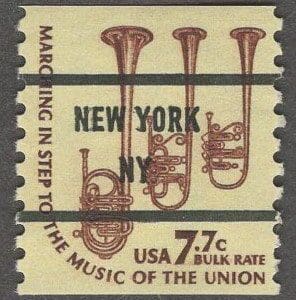 Scott# 1614a "SAXHORNS" AMERICANA SERIES N.Y. PRECANCEL COIL SINGLE, MNH