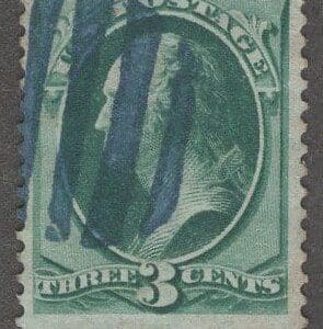Scott# 184 "WASHINGTON" USED WITH A BLUE CIRCULAR BAR GRID FANCY CANCEL