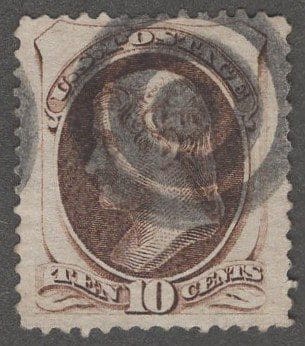 Scott# 187 "JEFFERSON" AMERICAN BANKNOTE, WIDE STYLE BULLSEYE CANCEL