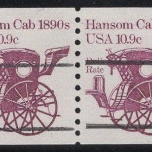 Scott# 1904a "HANSOM CAB" MNH PRECANCEL COIL PAIR, BROKEN LINE VARIETY