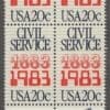 Scott# 2053 "CIVIL SERVICE CENTENARY" FLOATING ZIP BLOCK (4) MINT