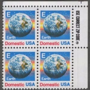 Scott# 2277 "E RATE EARTH STAMP" MNH ZIP BLOCK (4) NICELY CENTERED