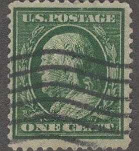Scott# 331 "FRANKLIN" USED DBL LINE WMK, PERF 12 WITH A FLAG CANCEL