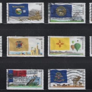 Scott# 4303-12 "FLAGS OF OUR NATION" SET IV-USED SINGLES (10) WITH PLATE #