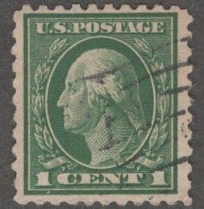 Scott# 462 "WASHINGTON" USED FLAT PLATE PERF 10, NO WMK, FLAG CANCEL