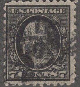 Scott# 469 "WASHINGTON" USED FLAT PLATE PRESS PERF 10, DOUBLE OVAL CANCEL