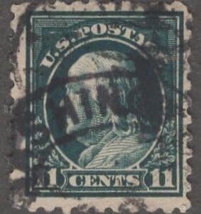 Scott# 473 "FRANKLIN" PERF 10, NO WMK, USED, SAINT LOUIS DOUBLE OVAL CANCEL