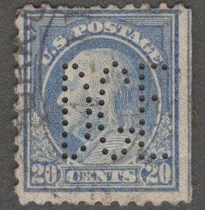 Scott# 476 FRANKLIN PERF 10 NO WMK USED WITH "DGE" PERFIN