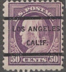 Scott# 517 "FRANKLIN" FLAT PLATE PRINTING, USED WITH LOS ANGELES CA PRECANCEL
