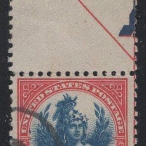 Scott# 573 "FREEDOM STATUE" USED SINGLE WITH PARTIAL ARROW MARGINAL MARKING