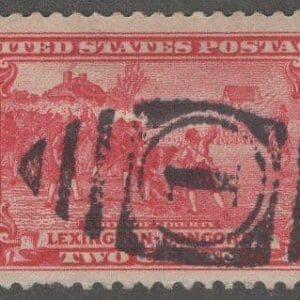 Scott# 618 "LEXINGTON CONCORD" USED WITH NUMERAL 1 DUPLEX CANCEL