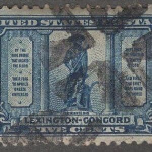 Scott# 619 "LEXINGTON CONCORD" USED ROTARY PRESS, UNUSUAL CROSSROADS CANCEL