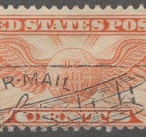 Scott# C19 "WINGED GLOBE" USED, BI-PLANE FANCY CANCEL