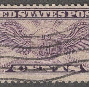 Scott# C12 "WINGED GLOBE" USED AIRMAIL SINGLE, FLAG CANCEL