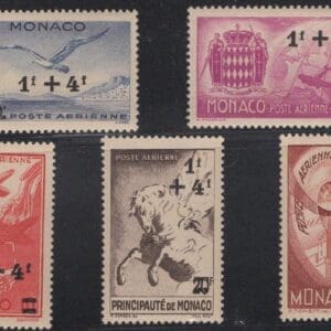 MONACO Scott# CB1-CB5 Scott# SURCHARGED SEMI POSTAL AIRMAIL SET MNH