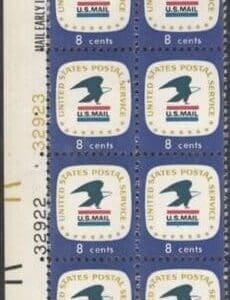 Scott# 1396 "U. S. POSTAL SERVICE EMBLEM" PLATE STRIP (20) MNH W/MAIL EARLY & ZIP