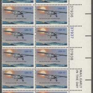 Scott# 1710 LINDBERGH PLATE STRIP( 20) MNH W/MAIL EARLY & ZIP