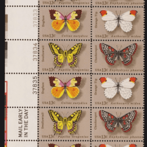 Scott# 1712-15 "BUTTERFLIES OF THE U.S." PLATE STRIP (20) MNH WITH ZIP & MAIL EARLY