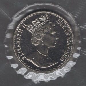 Alternative view of 1989 ISLE of MAN "PERSIAN CAT" 1 CROWN COMMEMORATIVE COIN "BU" SEALED