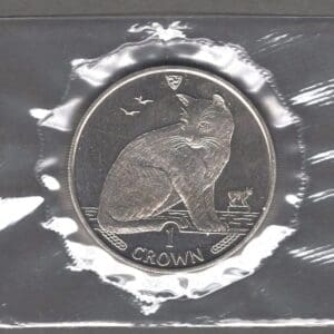 1990 ISLE of MAN "N.Y. ALLEY CAT" 1 CROWN COMMEMORATIVE COIN "BU" SEALED
