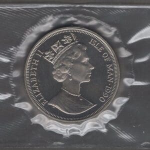 Alternative view of 1990 ISLE of MAN "N.Y. ALLEY CAT" 1 CROWN COMMEMORATIVE COIN "BU" SEALED