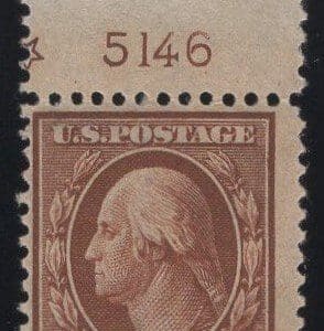 Scott# 334 "WASHINGTON" MNH PERF 12 DLWK PLATE# SINGLE WITH PARTIAL STAR