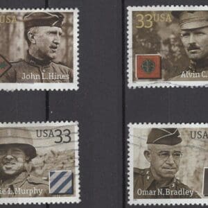 Scott# 3393-96 "DISTINGUISHED SOLDIERS" USED SINGLES SET (4)