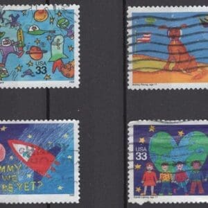 Scott# 3414-17 "STAMPIN' THE FUTURE" USED SINGLES SET (4)