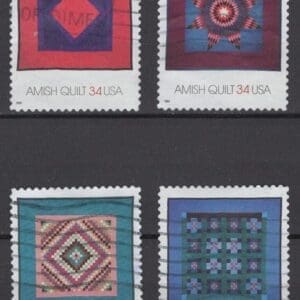 Scott# 3524-27 "AMISH QUILTS" USED SINGLES SET (4) NICELY CENTERED