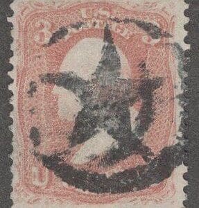 Scott# 65 WASHINGTON USED WITH A FANCY CIRCLED FIVE POINT STAR CANCEL