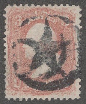 Scott# 65 WASHINGTON USED WITH A FANCY CIRCLED FIVE POINT STAR CANCEL