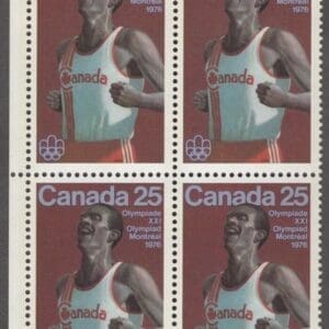 CANADA Scott# 665 "TRACK & FIELD" OLYMPIAD MNH BLOCK (4) NICELY CENTERED