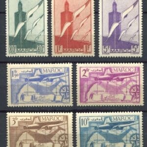 Scott#s C-20-C26 FRENCH MOROCCO 1939 AIRMAIL ISSUES (7) MNH