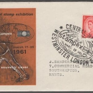 GREAT BRITAIN "STAMPEX 1961" SOUVENIR COVER, WESTMINSTER, LONDON SHOW CANCEL