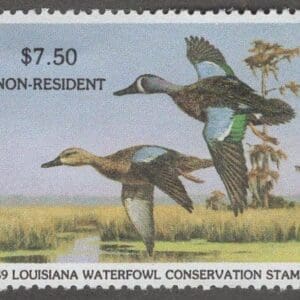 Scott# LA01a "1989 LOUISIANA NON-RESIDENT STATE DUCK" MNH, NICELY CENTERED
