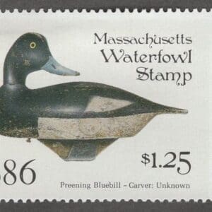 Scott# MA13 "1986 MASSACHUSETTS STATE DUCK" MNH, NICELY CENTERED