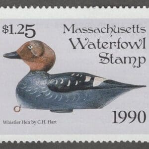 Scott# MA17 "1990 MASSACHUSETTS STATE DUCK" MNH, NICELY CENTERED