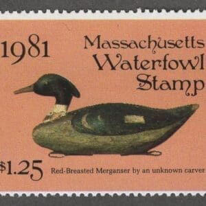 Scott# MA8 "1981 MASSACHUSETTS STATE DUCK" MNH, NICELY CENTERED